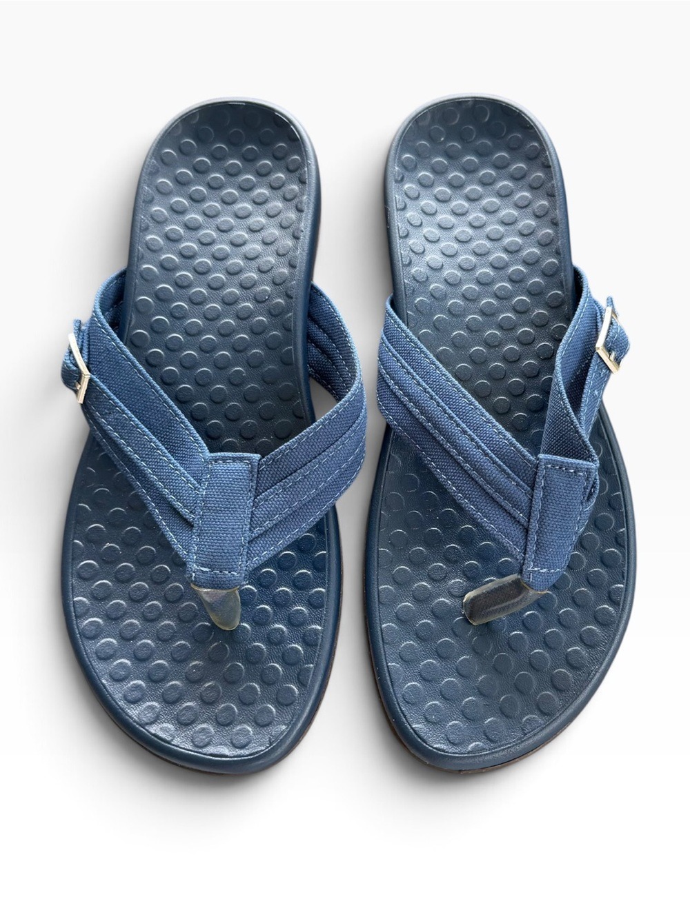 Navy  Blue Toe Post Comfort Sandals Flip Flops Worn Once Double Strap Buckle